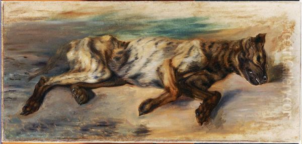 Dead Dog Oil Painting by Eugene Delacroix