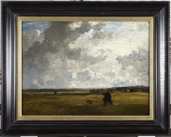 Landscape with Painter at Easel Oil Painting by Constant Troyon