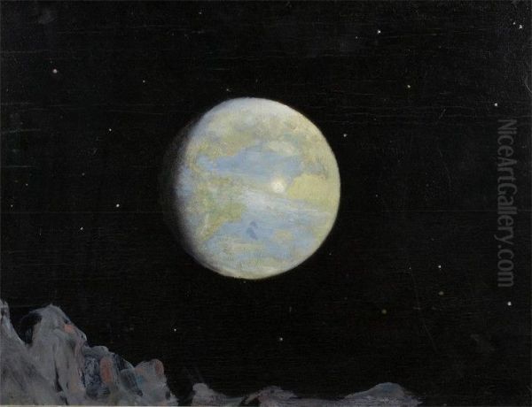 Earth as Seen from the Moon Oil Painting by Howard Russell Butler