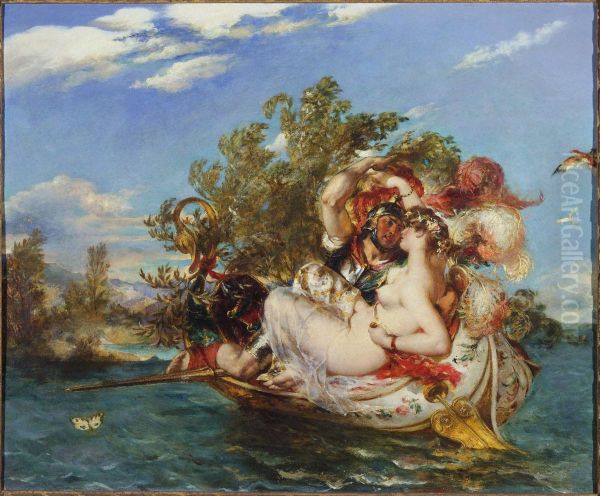 Phaedria and Cymochles Oil Painting by William Etty