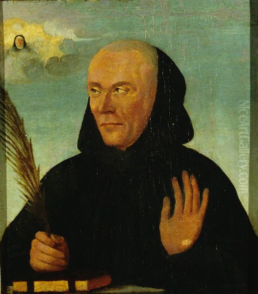 Portrait of a Benedictine Oil Painting by Giovanni Caroto