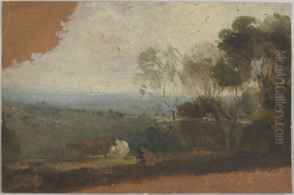 Landscape with Lake and Cattle Oil Painting by Thomas Barker