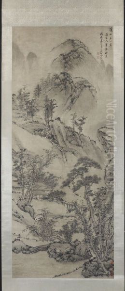 Mountains, Ming style Oil Painting by Shen Zhou