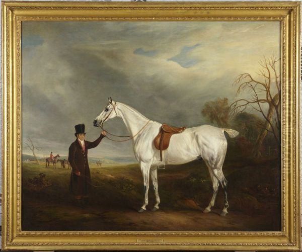 Lord Howe's Groom with Gray Hunter Oil Painting by John Ferneley