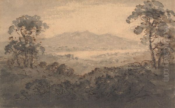 Landscape with Lake and Mountains Oil Painting by William Gilpin