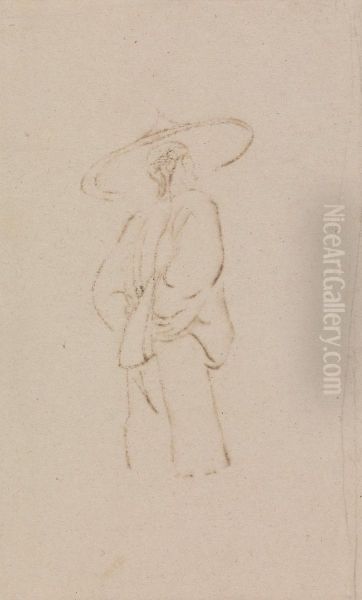 Five Figure Sketches on One Mount Oil Painting by George Chinnery