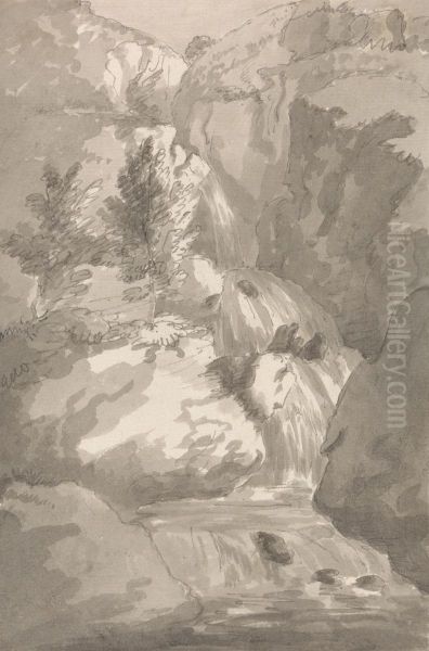 Part of Brind Gill in Ligburthwaite Oil Painting by Sir George Beaumont, 7th Baronet