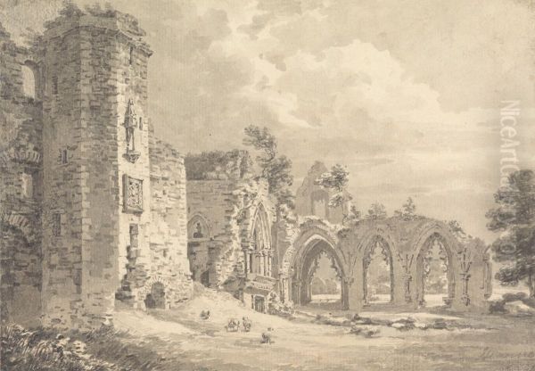 The Ruins of the College of Lincluden, near Dumfries Oil Painting by Thomas Hearne