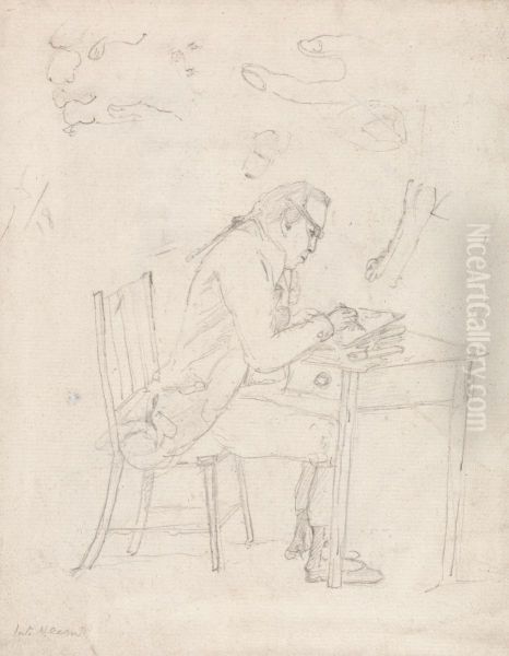 Thomas Hearne Sketching at a Table Oil Painting by Thomas Monro