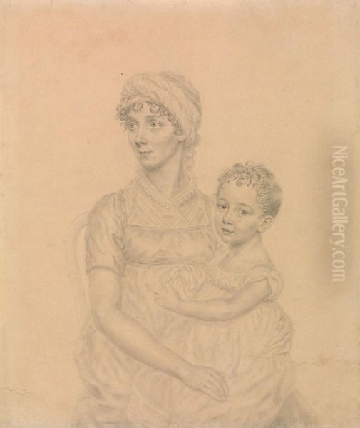 Lady Wigram with Her Infant Son, William Pitt Wigram Oil Painting by John Smart