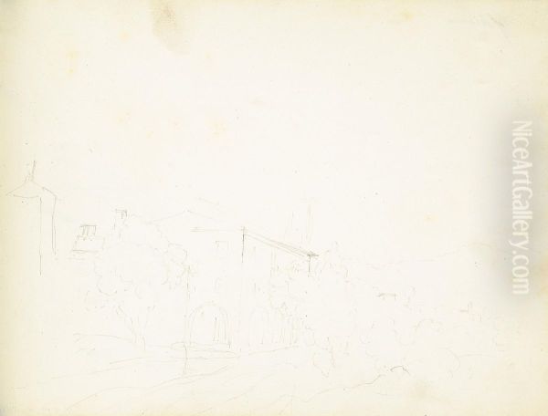 Sketch of Post House in Massa Oil Painting by William Brockedon