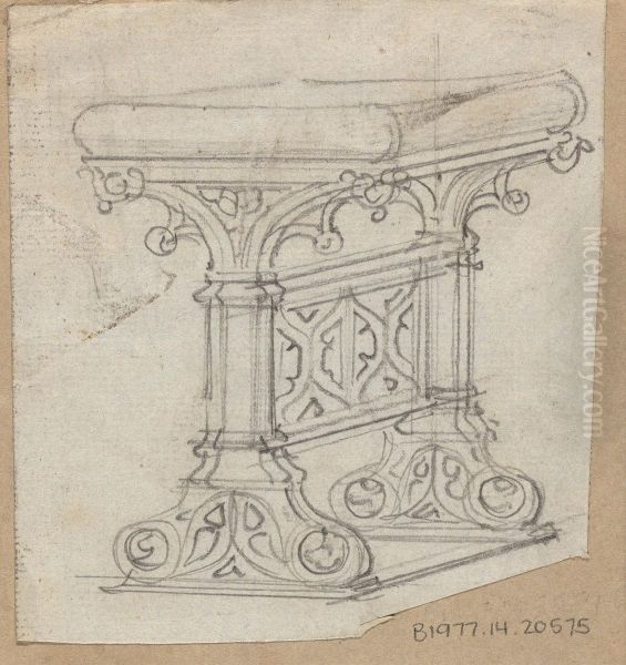 Design for a Gothic Table Oil Painting by Augustus Pugin