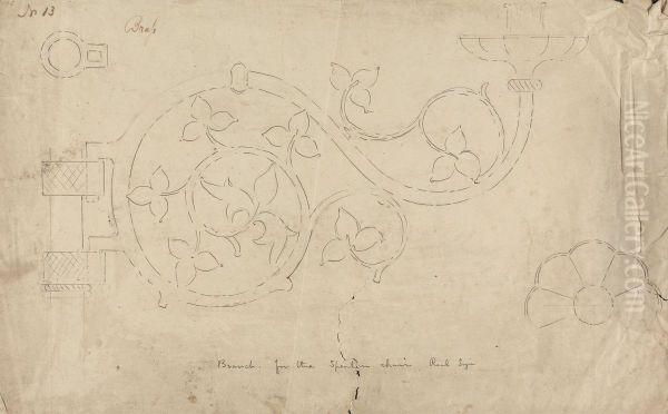 Design for Branch for the Speaker's Chair Oil Painting by Augustus Pugin