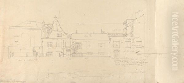 Elevation of Buildings Fronting Westminster Hall Oil Painting by William Capon