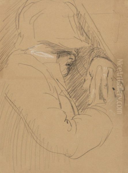 Study of a Sleeping Man, with a Hat and Clasped Hands Oil Painting by Benjamin Haydon