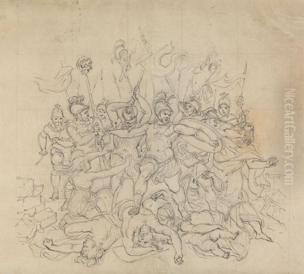 Sketch of a Battle Sceene, from Shakespeare's Play, Titus Andronicus Oil Painting by Robert Smirke