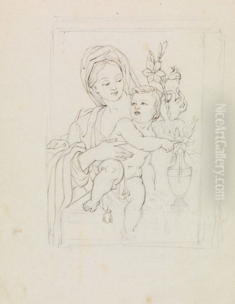 Study of a Woman and Child Oil Painting by Robert Smirke