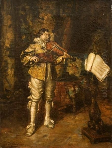 Musico Oil Painting by Maximo Juderias Caballero