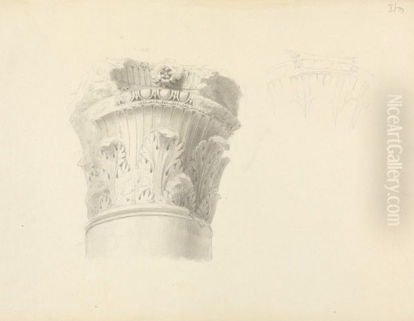 Study of the Capital of a PIllar Oil Painting by Robert Smirke