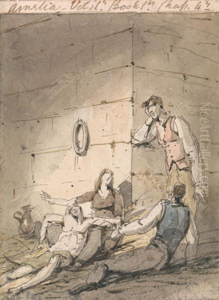 Illustration to Fielding's Amelia Oil Painting by George Chinnery