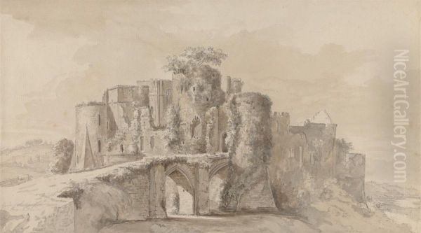 Goodrich Castle, Monmouthshire Oil Painting by Hendrik-Frans De Cort