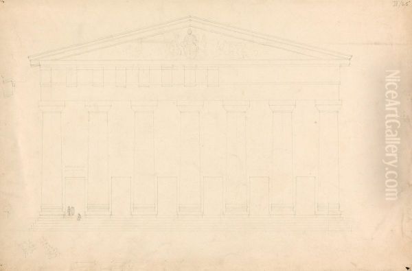 Doric Order Septastyle Temple Oil Painting by Robert Smirke