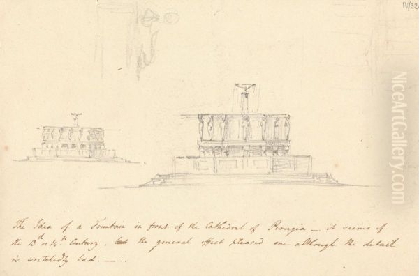 Study of Fontana Maggiore in Perugia Oil Painting by Robert Smirke