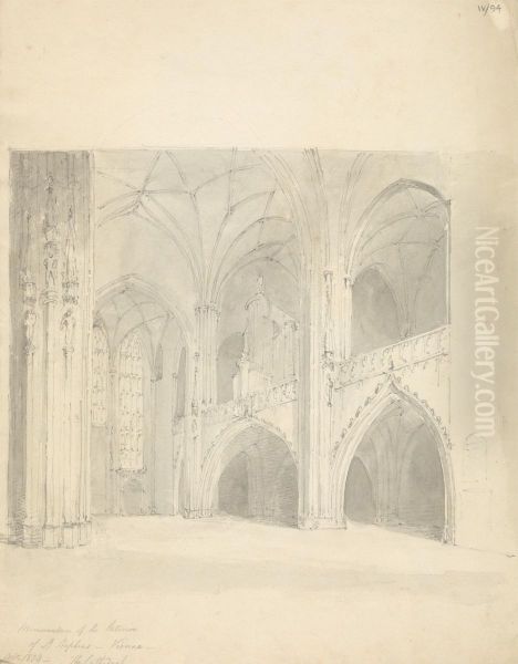 Sketch of the Interior of St. Stephens Cathedral, Vienna Oil Painting by Robert Smirke