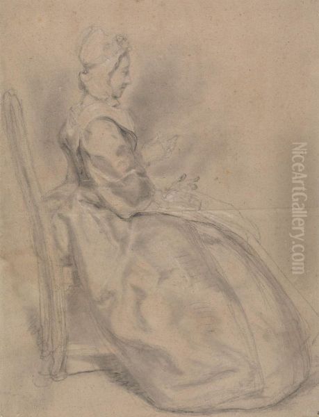 Study of a Seated Lady Oil Painting by Hubert-Francois Gravelot