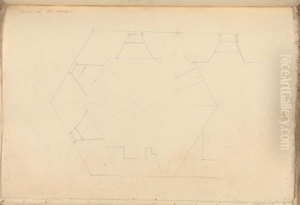 Preliminary Plan of Tower Oil Painting by Augustus Pugin