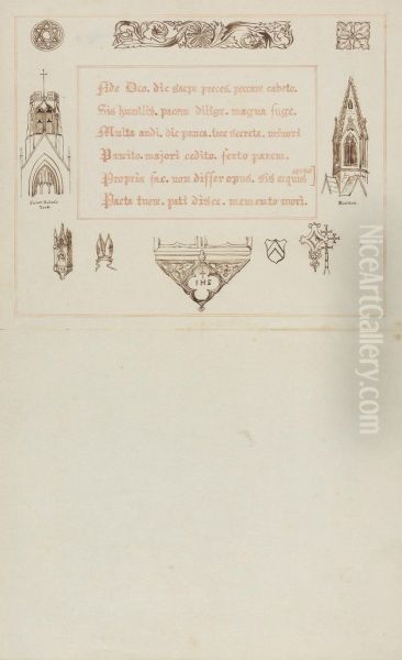 Title page for volume of drawings Oil Painting by Augustus Pugin