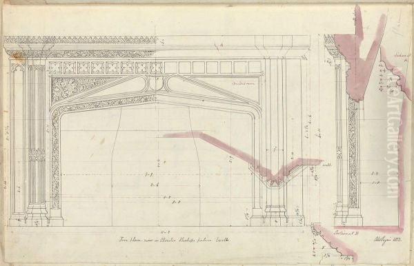 Elevation of Fireplace in Cloisters Oil Painting by Augustus Pugin