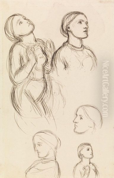 Studies of Edith Holman Hunt Oil Painting by William Holman Hunt