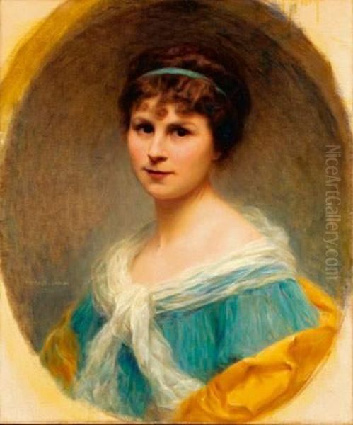 Portrait De Jeune Fille Oil Painting by Edouard Louis Lucien Cabane