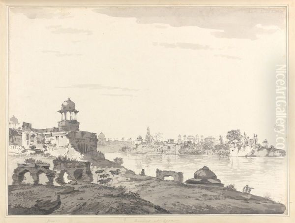 A View of Part of the Ruins of the City of Agra Oil Painting by William Hodges