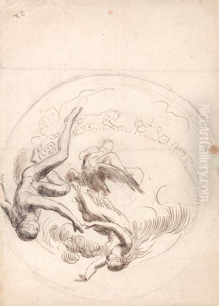 Study for a Circular Ceiling Decoration Oil Painting by George Frederic Watts