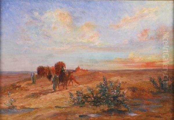 La Caravane Dans Le Desert Oil Painting by Louis Francois Cabanes