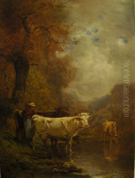 La Vache blanche Oil Painting by Theodore Levigne