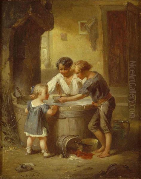 Jeux d'enfant Oil Painting by Francois-Louis Lanfant