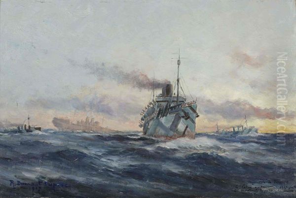 Au large des cotes de Tunisie en 1917 Oil Painting by Robert Dumont-Duparc