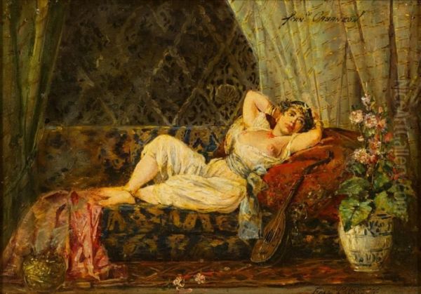 Repos De L'odalisque Oil Painting by Francisco Cabanzon Hernandez