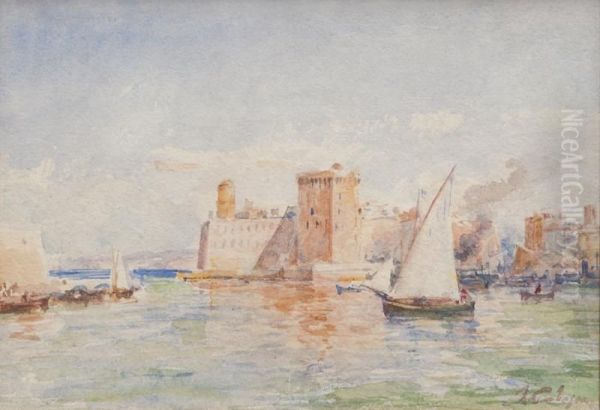 Voilier Sortant Du Vieux-port De Marseille Oil Painting by Joseph Cabasson