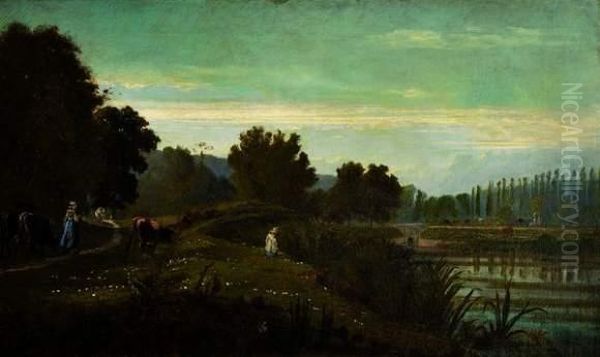 Scene Champetre Oil Painting by Nicolas Louis Cabat