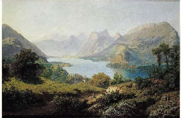 Vue Du Lac D'annecy Oil Painting by Paul Cabaud