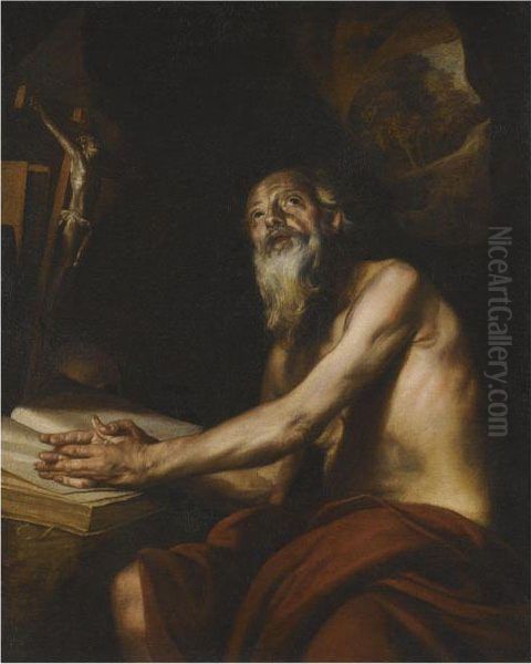 Saint Jerome Oil Painting by Juan Martin Cabezalero