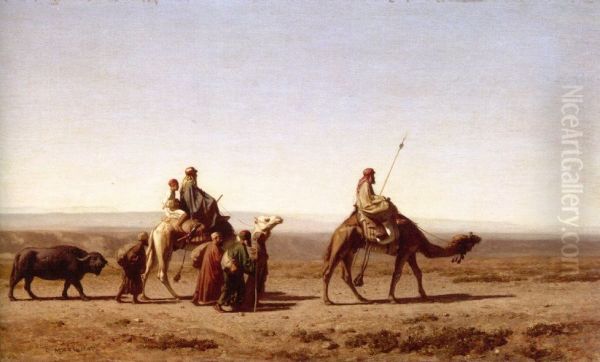 Arabes syriens en voyage Oil Painting by Prosper Marilhat