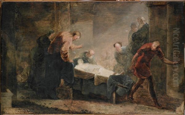 Jesus Raises the Widow's Son at Nain Oil Painting by Johannes Zick