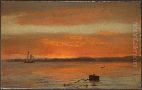 Sunset Oil Painting by William Bradford