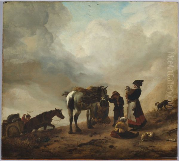 Landscape with Wood Gatherers Oil Painting by Philips Wouwerman