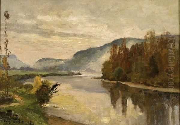 Paysage A La Riviere Oil Painting by Louis Alexandre Cabie